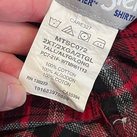 Wrangler cotton red black plaid flannel Pearl snap long sleeve button up - Picture 4 of 7